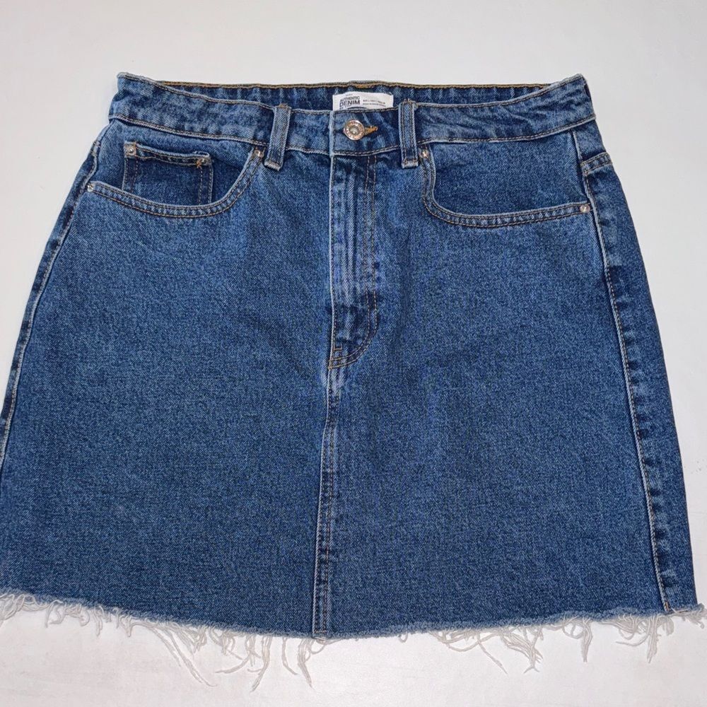 Zara Authentic Denim by TRF Raw Hem Skirt, Size Large - Picture 1 of 6